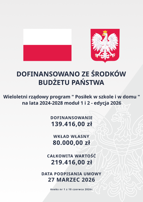 Plakat informacyjny z polską flagą i godłem - treść zgodna z treścią artykułu